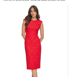 Calvin Klein Red Lace Midi Dress